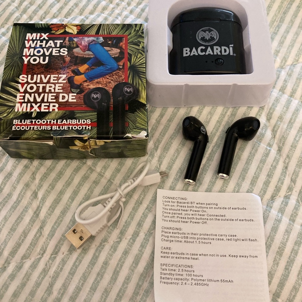 Black Bluetooth Earbud Headphones